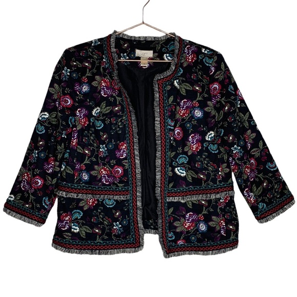LOFT Jackets & Blazers - Loft Floral Fringe Open Jacket